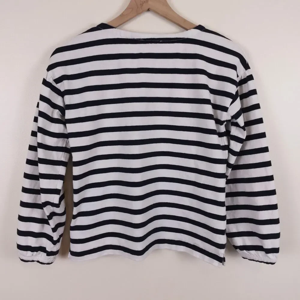 J Crew Mariner Breton Stripe Boatneck Long Sleeve Cotton Shirt XXS Coastal Prep